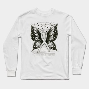 Thyroid Cancer Ribbon w/ wings- black Long Sleeve T-Shirt